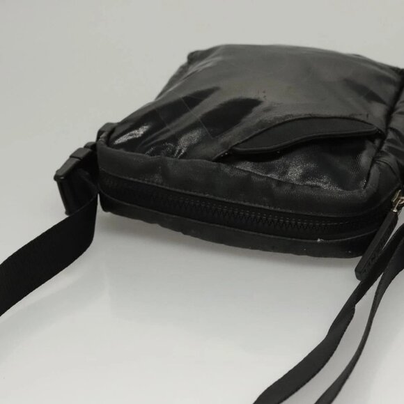 CHANEL Sports Shoulder Bag Coated Canvas Black CC Auth - Picture 7 of 16